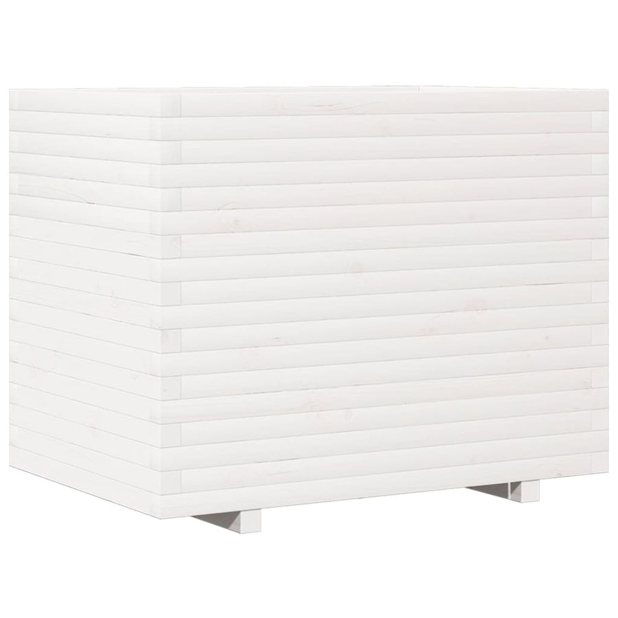 Plantenbak 90x60x72,5 cm massief grenenhout wit