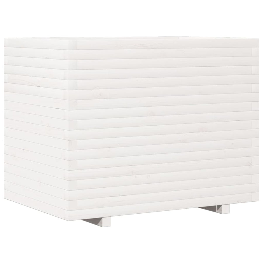 Plantenbak 90x60x72,5 cm massief grenenhout wit