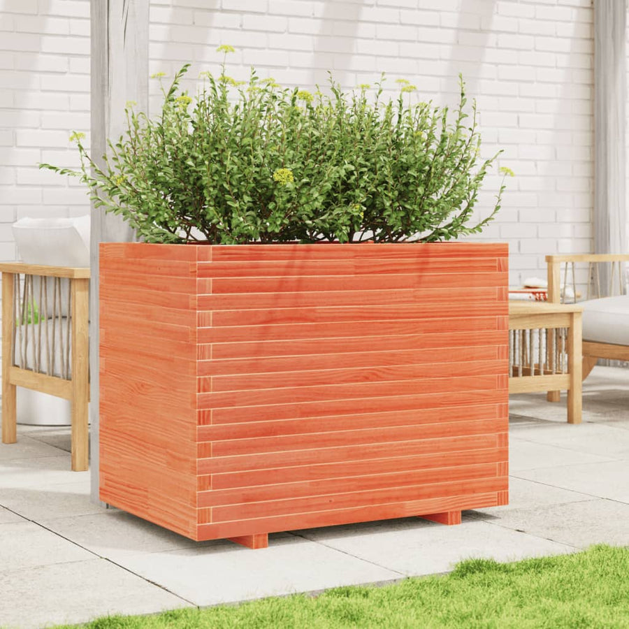 Plantenbak 90x60x72,5 cm massief grenenhout wasbruin