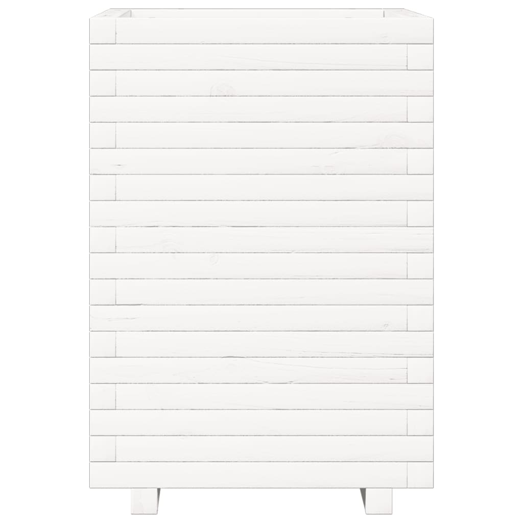 Plantenbak 50x50x72 cm massief grenenhout wit