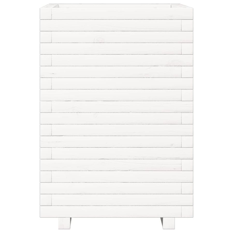 Plantenbak 50x50x72 cm massief grenenhout wit