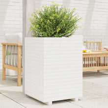 Plantenbak 50x50x72 cm massief grenenhout wit