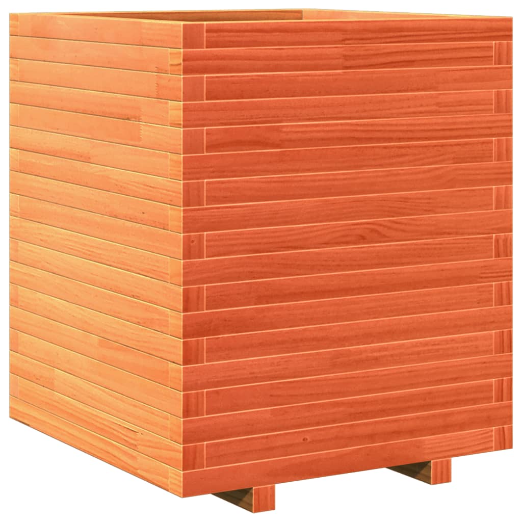 Plantenbak 60x60x72 cm massief grenenhout wasbruin