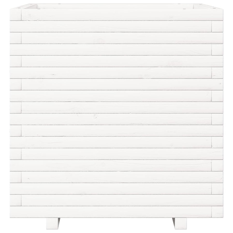 Plantenbak 70x70x72 cm massief grenenhout wit