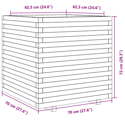 Plantenbak 70x70x72 cm massief grenenhout wit