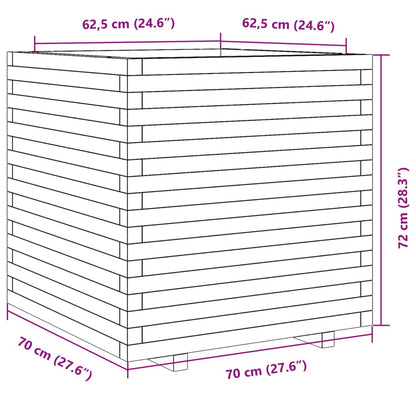 Plantenbak 70x70x72 cm massief grenenhout wasbruin