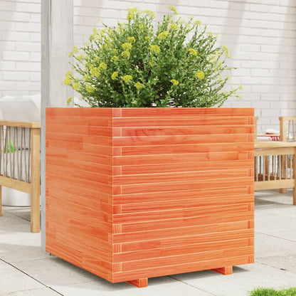 Plantenbak 70x70x72 cm massief grenenhout wasbruin