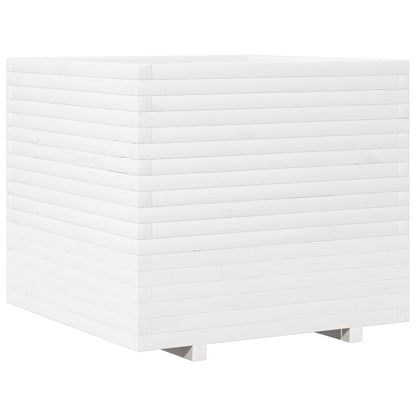 Plantenbak 80x80x72 cm massief grenenhout wit