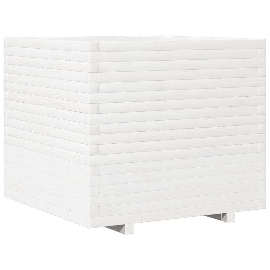 Plantenbak 80x80x72 cm massief grenenhout wit