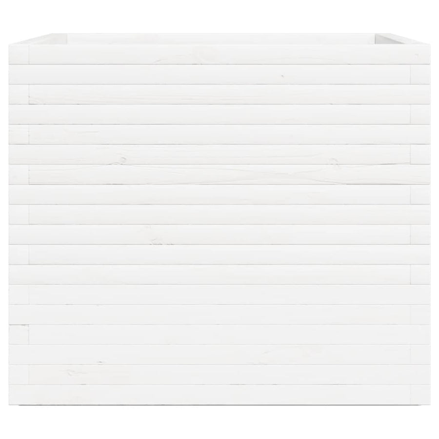 Plantenbak 80x80x72 cm massief grenenhout wit