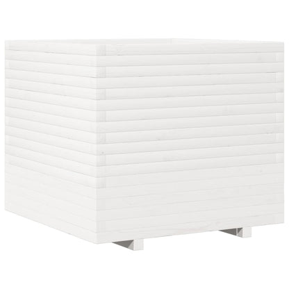 Plantenbak 80x80x72 cm massief grenenhout wit