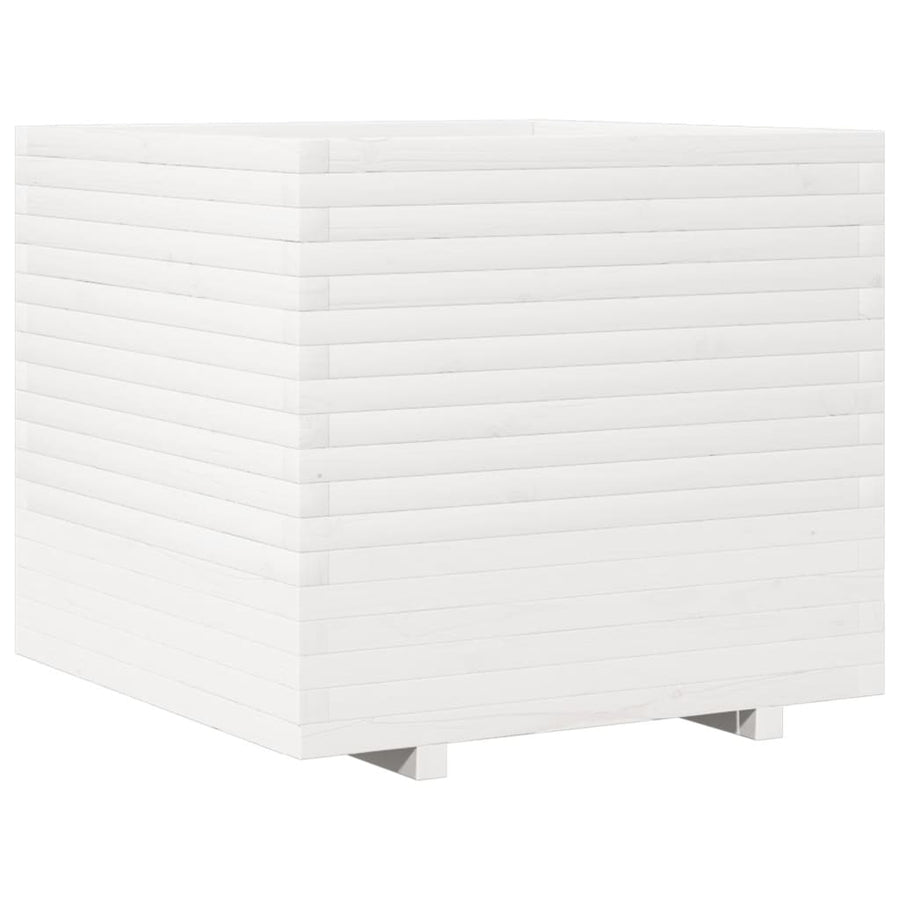 Plantenbak 80x80x72 cm massief grenenhout wit
