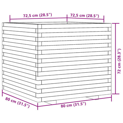 Plantenbak 80x80x72 cm massief grenenhout wit