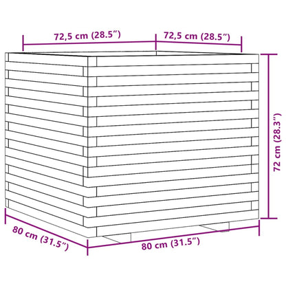 Plantenbak 80x80x72 cm massief grenenhout wasbruin