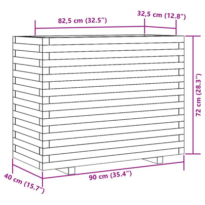 Plantenbak 90x40x72 cm massief grenenhout wit
