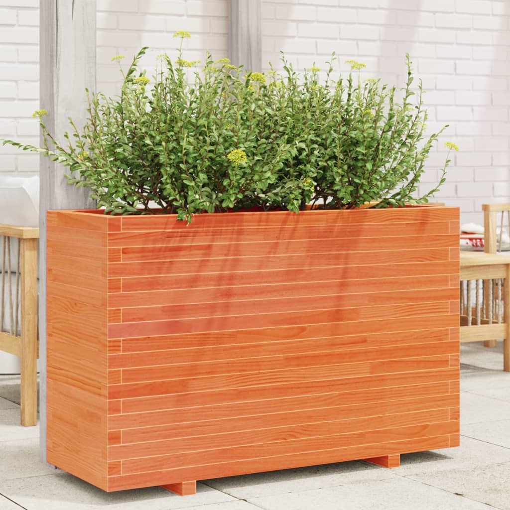 Plantenbak 110x40x72 cm massief grenenhout wasbruin