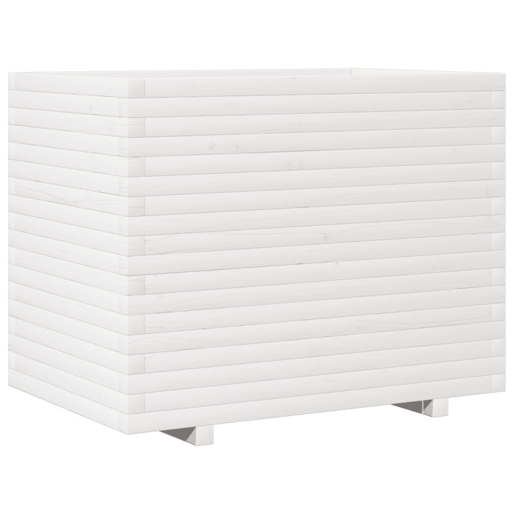 Plantenbak 90x60x72 cm massief grenenhout wit
