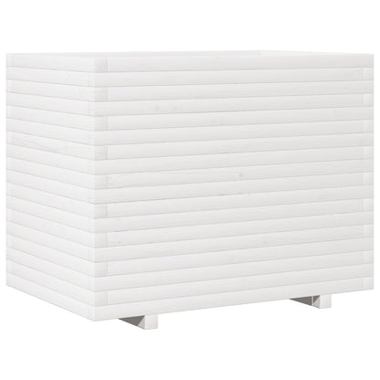 Plantenbak 90x60x72 cm massief grenenhout wit