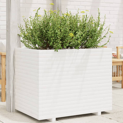 Plantenbak 90x60x72 cm massief grenenhout wit