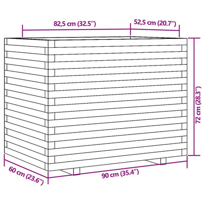 Plantenbak 90x60x72 cm massief grenenhout wasbruin