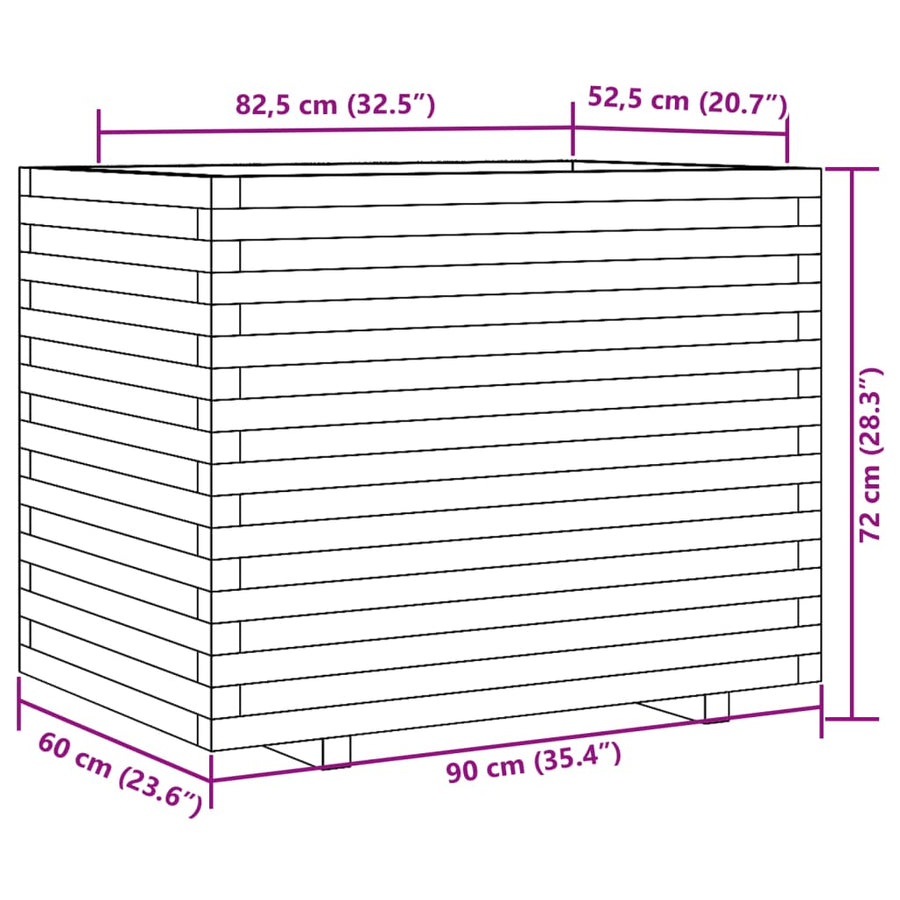 Plantenbak 90x60x72 cm geïmpregneerd grenenhout
