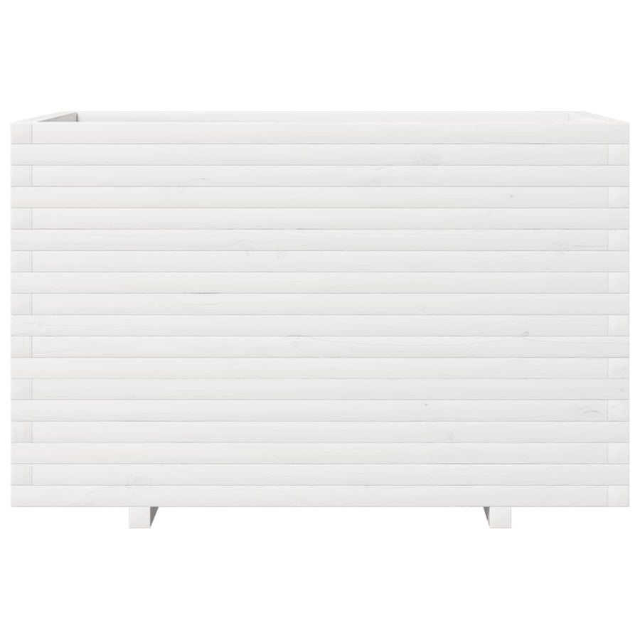 Plantenbak 110x60x72 cm massief grenenhout wit