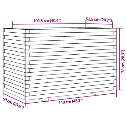 Plantenbak 110x60x72 cm massief grenenhout wit
