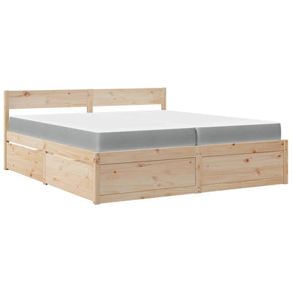Bed met lades en matras massief grenenhout 200x200 cm