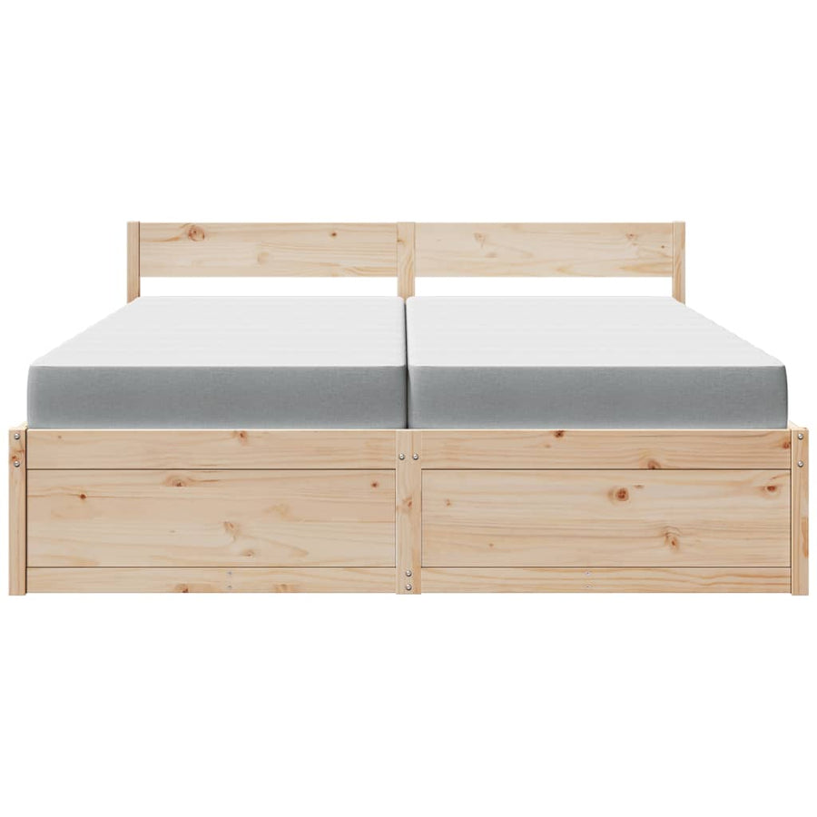 Bed met lades en matras massief grenenhout 200x200 cm