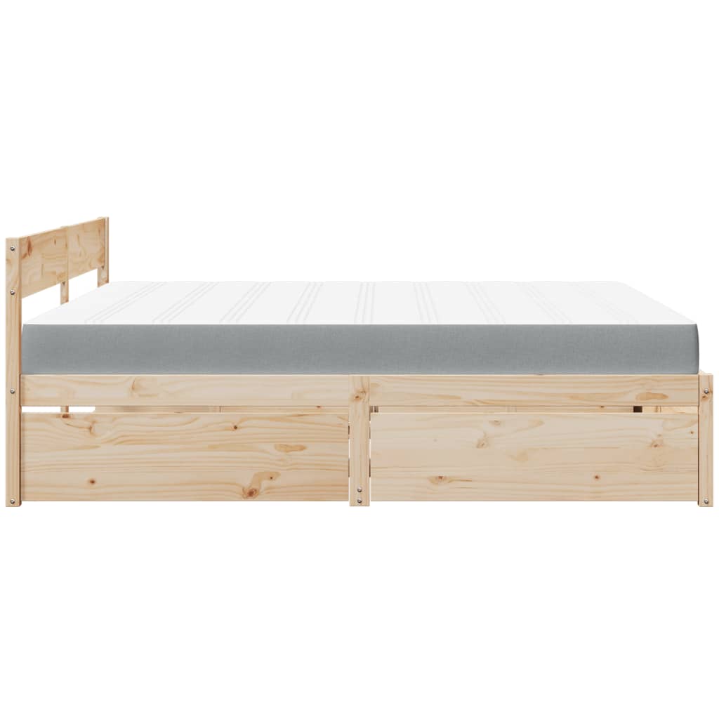 Bed met lades en matras massief grenenhout 200x200 cm