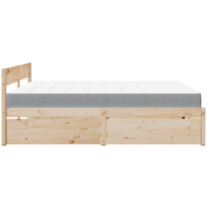 Bed met lades en matras massief grenenhout 200x200 cm