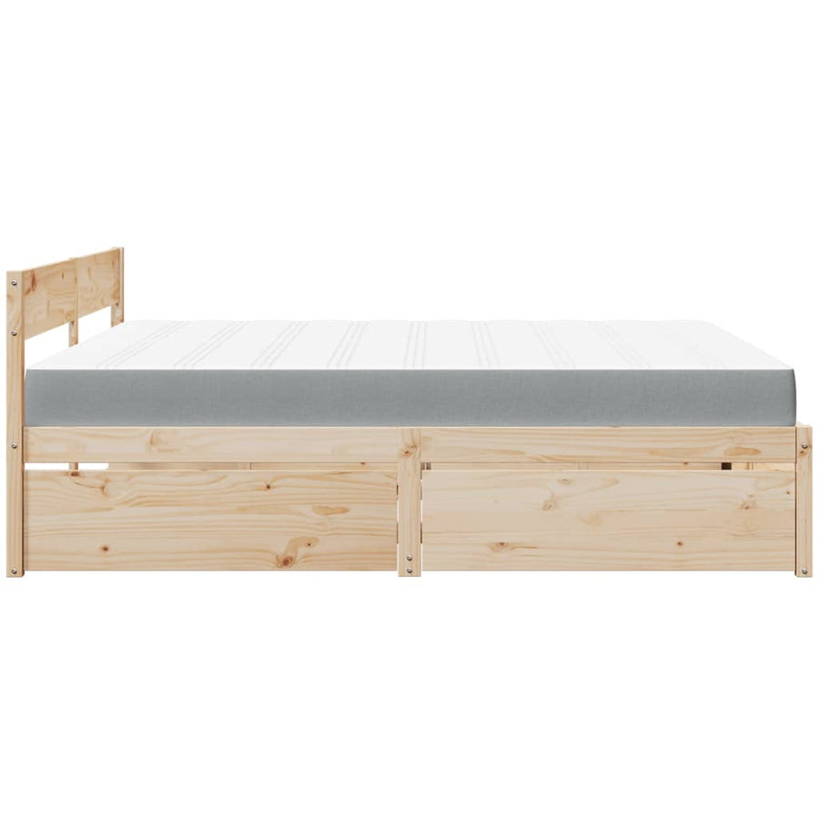 Bed met lades en matras massief grenenhout 200x200 cm