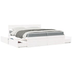 Bed massief grenenhout wit 200x200 cm met lades