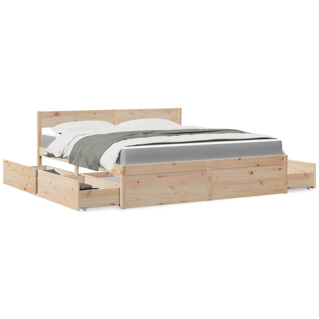 Bed met lades en matras massief grenenhout 180x200 cm