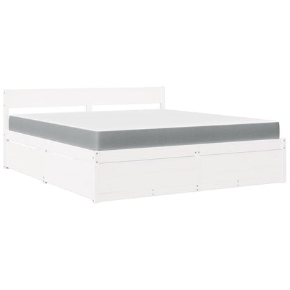 Bed met lades en matras massief grenenhout wit 180x200 cm