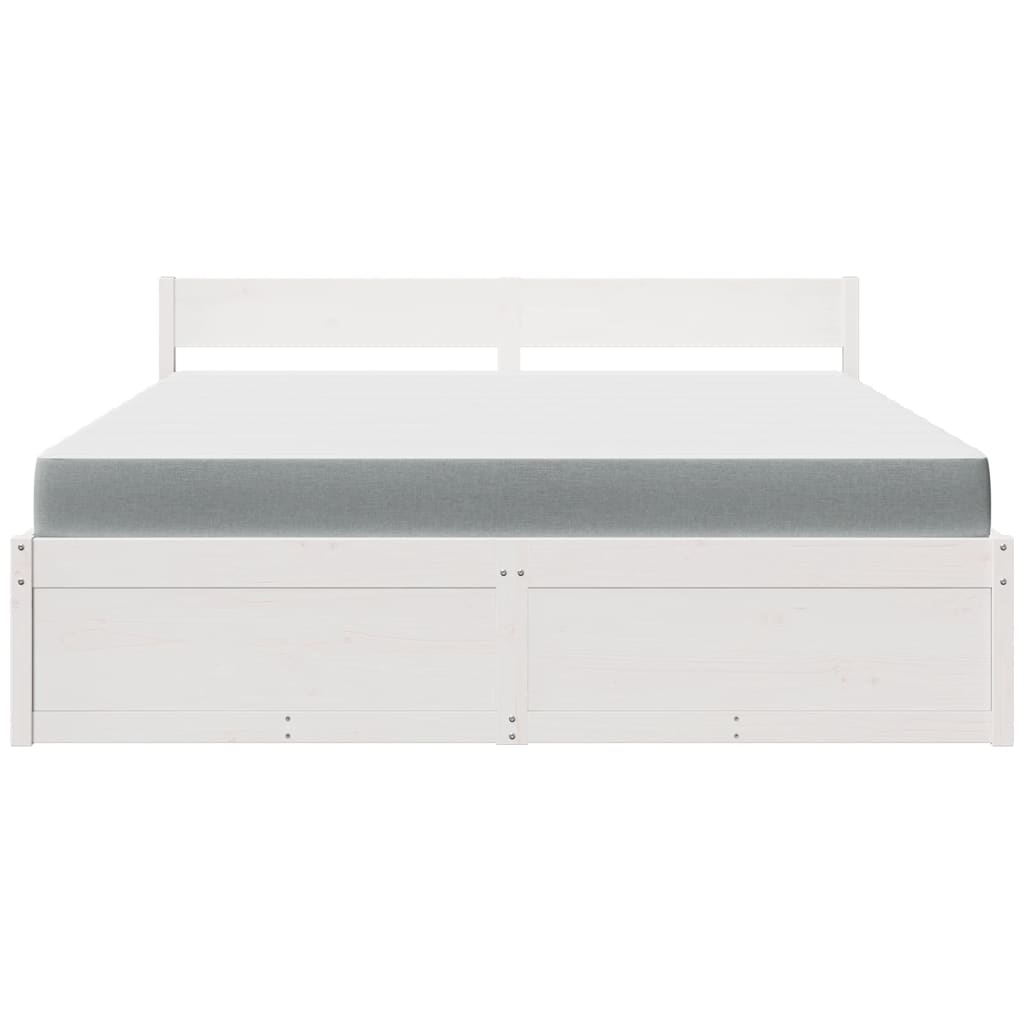 Bed met lades en matras massief grenenhout wit 180x200 cm