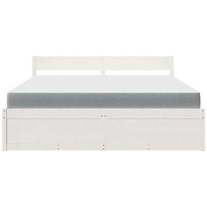 Bed met lades en matras massief grenenhout wit 180x200 cm