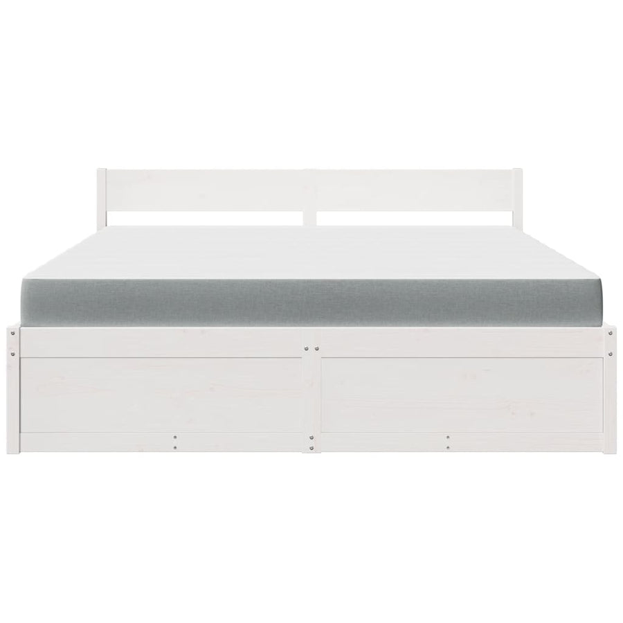 Bed met lades en matras massief grenenhout wit 180x200 cm