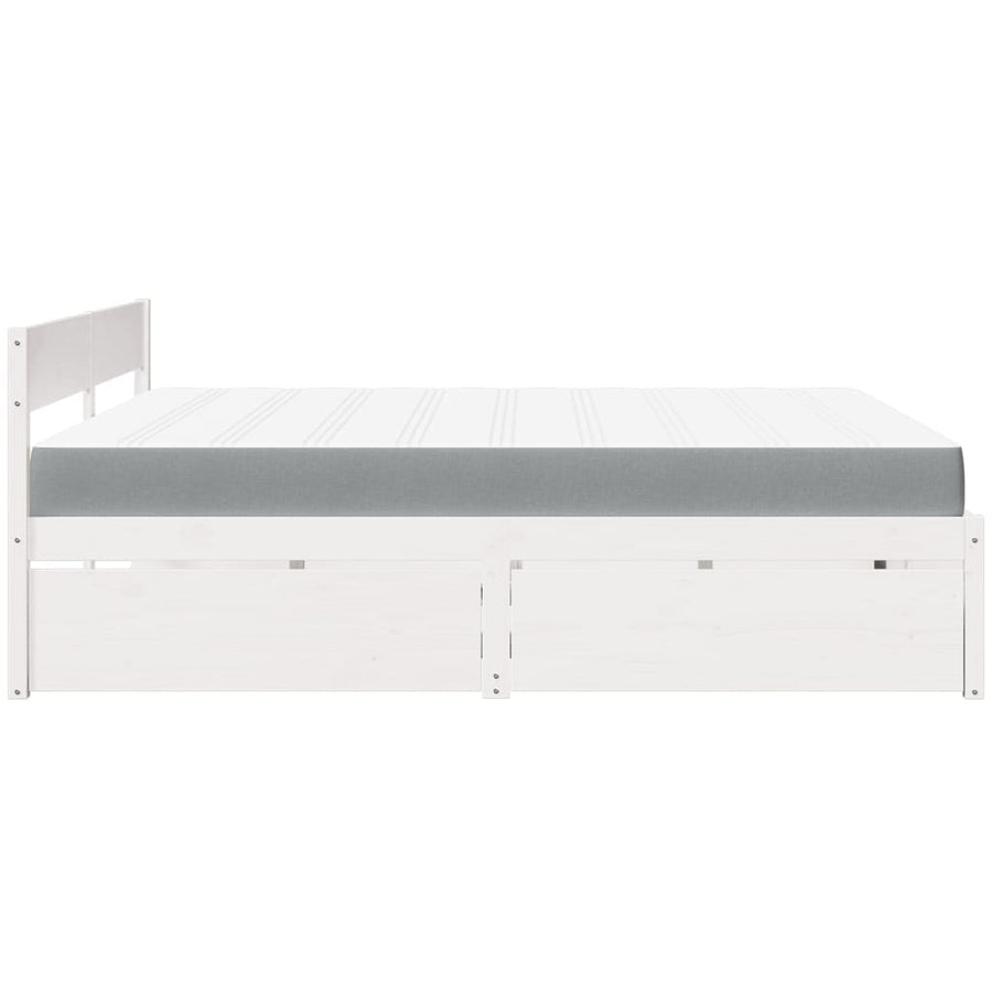 Bed met lades en matras massief grenenhout wit 180x200 cm