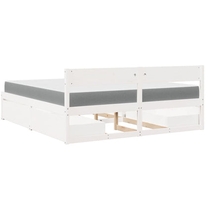 Bed met lades en matras massief grenenhout wit 180x200 cm