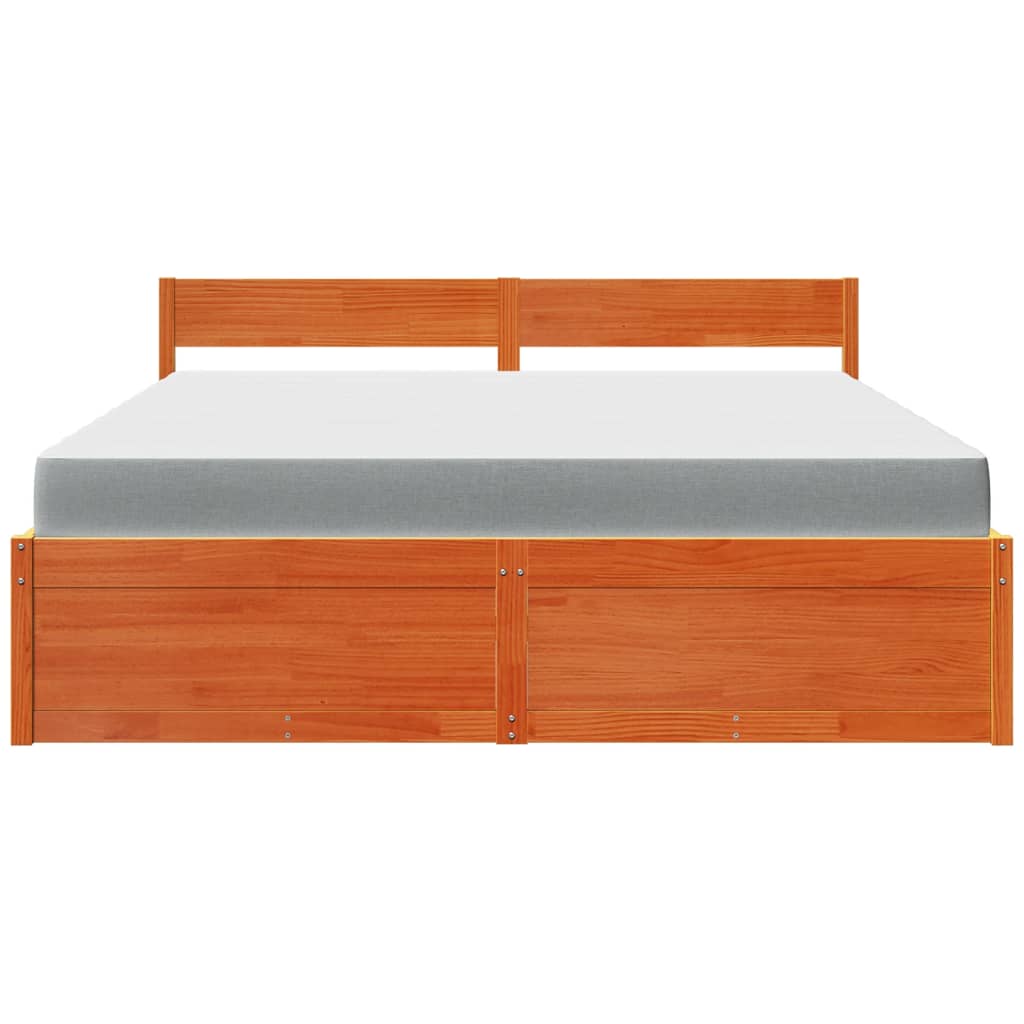 Bed met lades en matras massief grenenhout wasbruin 180x200 cm