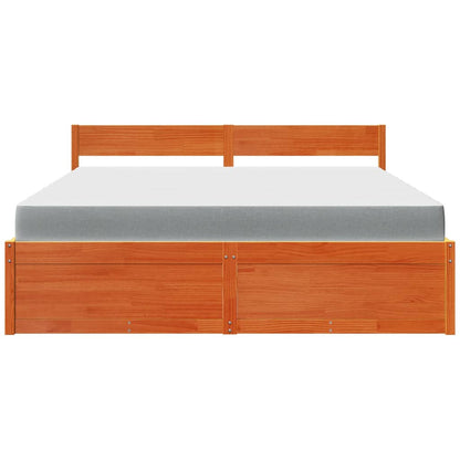Bed met lades en matras massief grenenhout wasbruin 180x200 cm