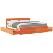 Bed met lades massief grenenhout wasbruin 180x200 cm