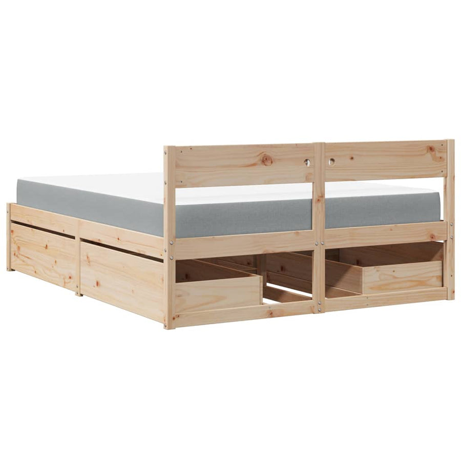 Bed met lades en matras massief grenenhout 160x200 cm