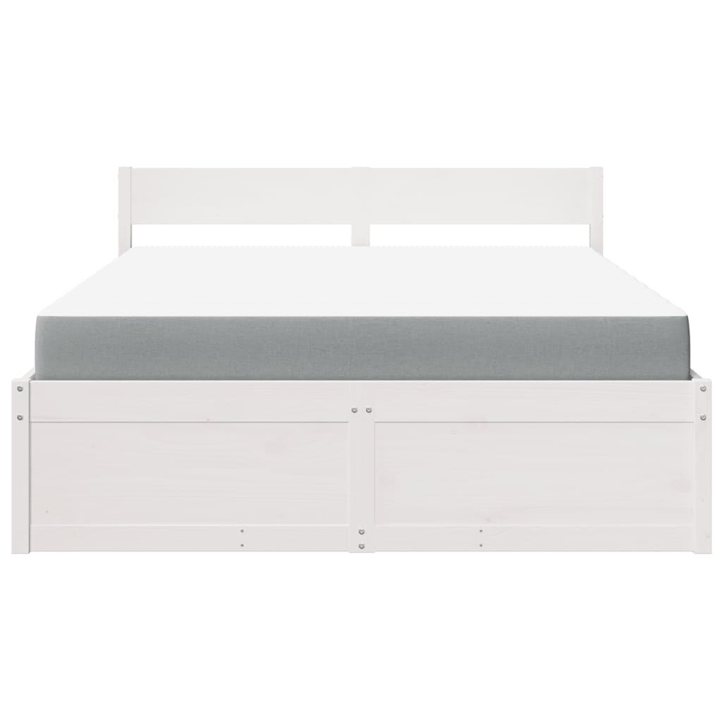 Bed met lades en matras massief grenenhout wit 160x200 cm