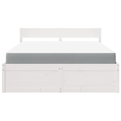 Bed met lades en matras massief grenenhout wit 160x200 cm