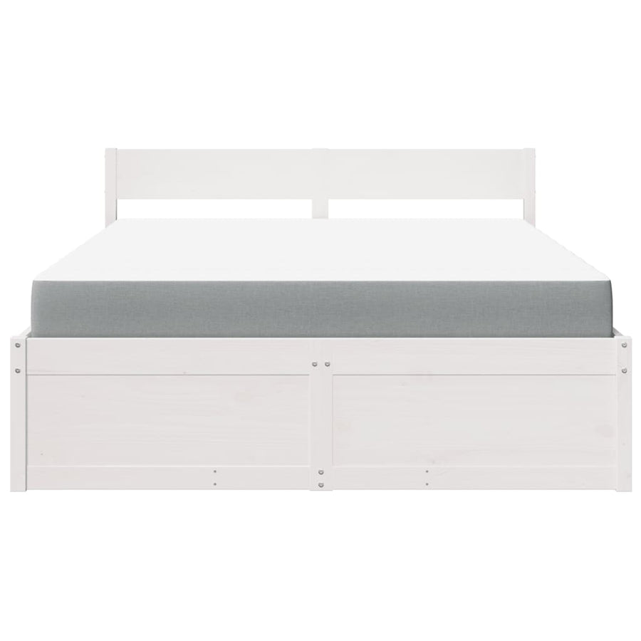 Bed met lades en matras massief grenenhout wit 160x200 cm