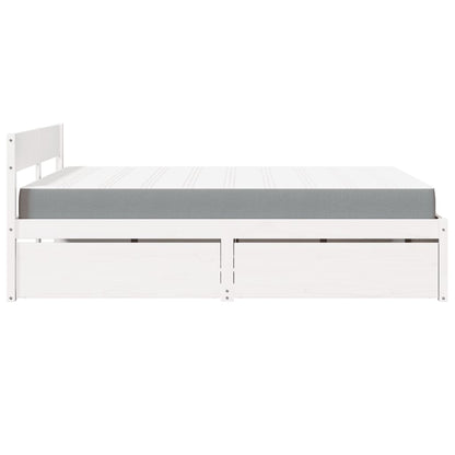 Bed met lades en matras massief grenenhout wit 160x200 cm