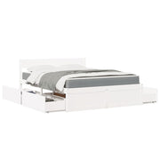 Bed met lades massief grenenhout wit 160x200 cm