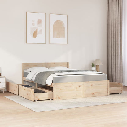 Bed met lades en matras massief grenenhout 140x200 cm